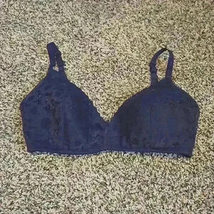 Navy Wireless Lace Aerie Bra